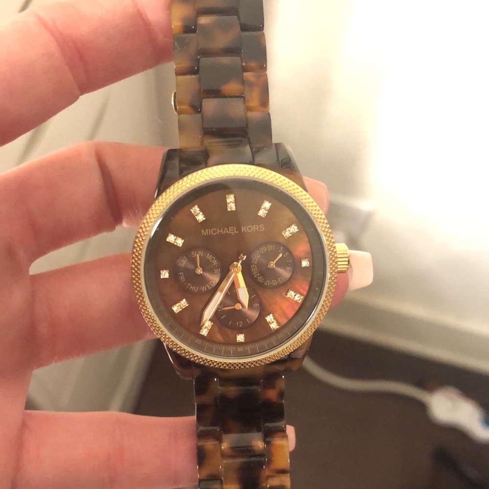 MK- brown & gold watch